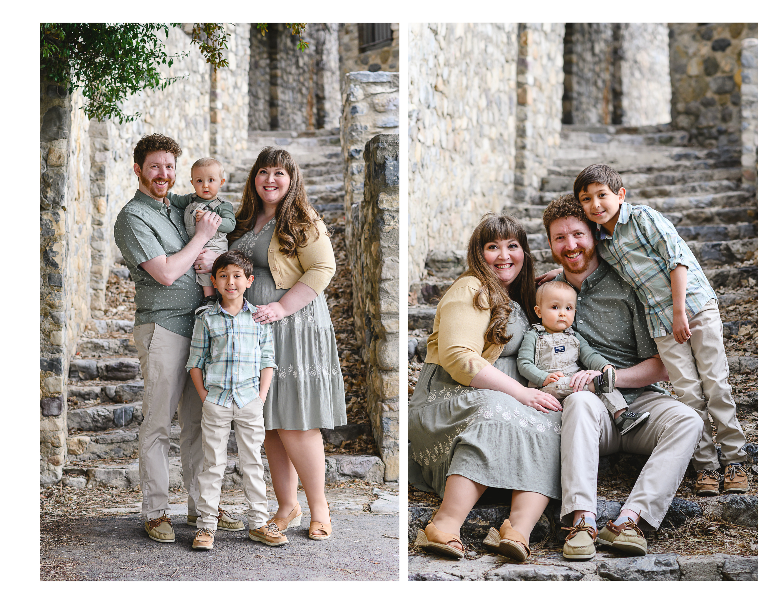 family of four posing for family pictures in provo utah