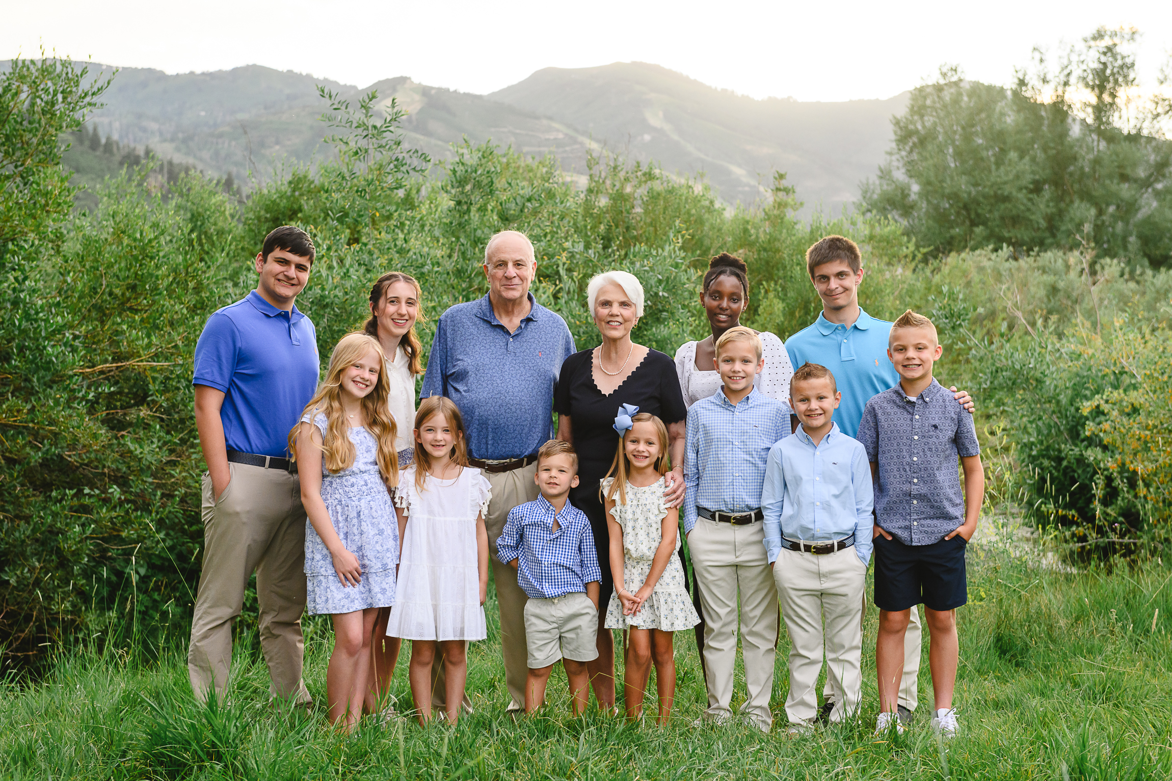 Picture of grandma and grandpa with grandkids in Park City