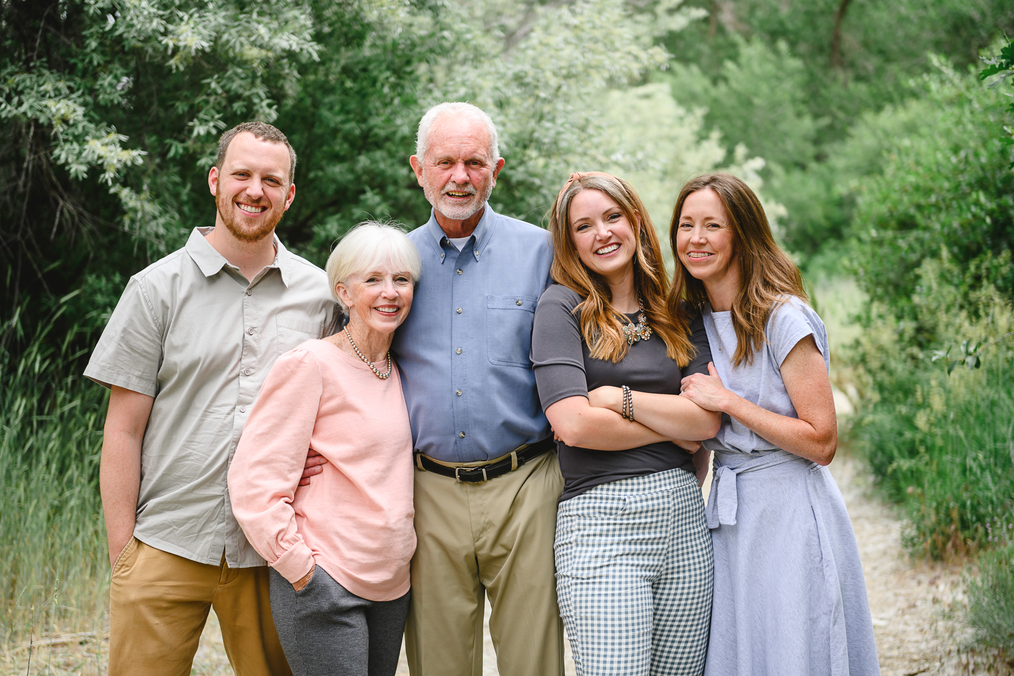 family picture of parents and three adult kids in utah family photography session